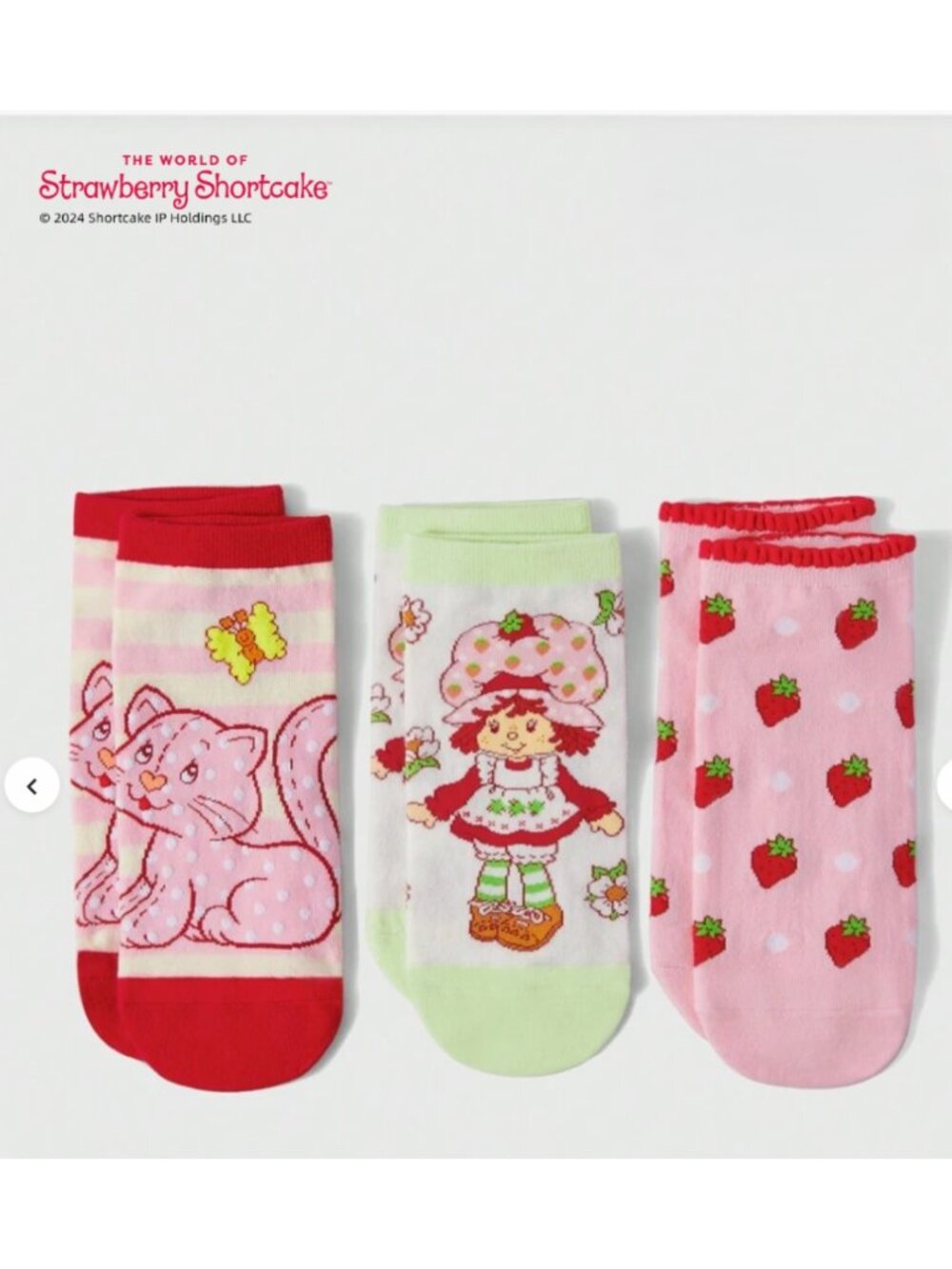 Strawberry Shortcake Ankle Socks – 3-Pack of Cute Cartoon Graphic Socks One Size